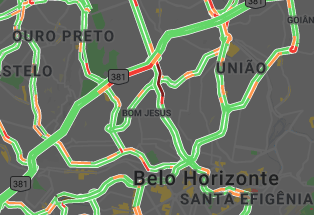Mapa com informações do trânsito da cidade de BH - INFOGRÁFICO