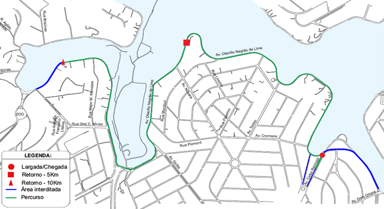 Mapa da Operação de trânsito do Circuito Estações