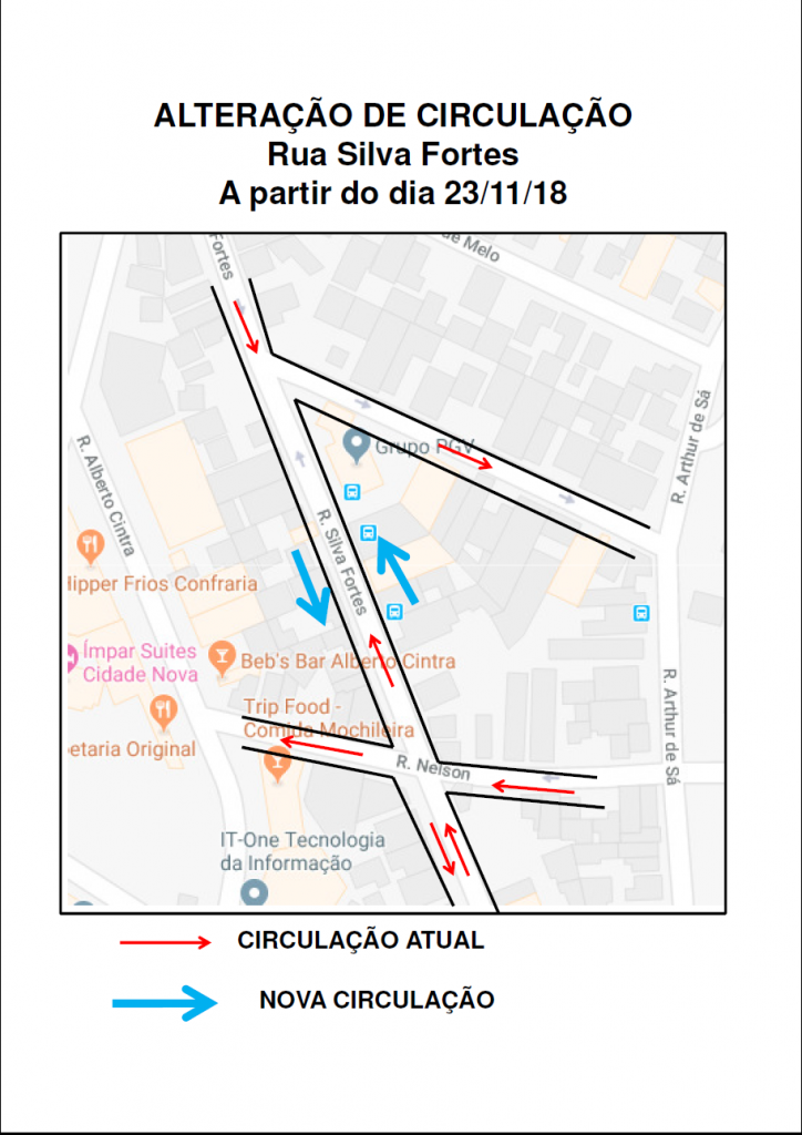 Mapa da alteração de trânsito a ser realizada do bairro União a partir de 25/11