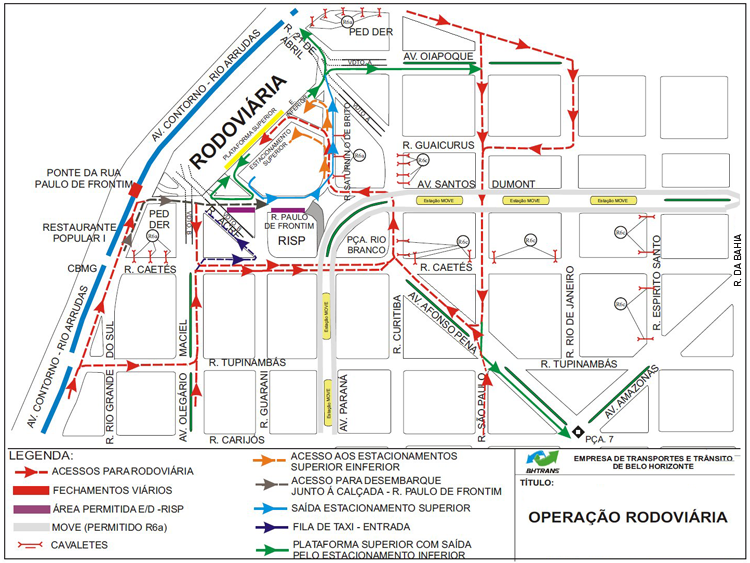 Mapa de operação de trânsito da Rodoviária no fim de ano