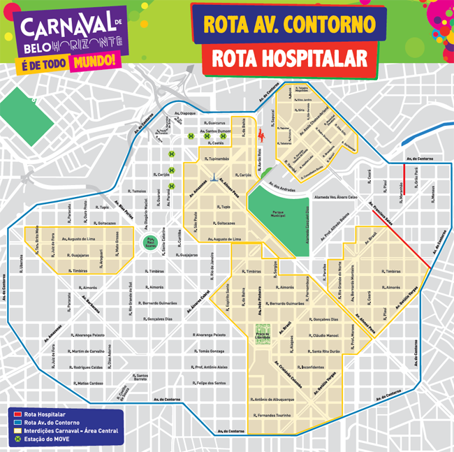 Carnaval de Belo Horizonte Mapa Rota Hospitalar
