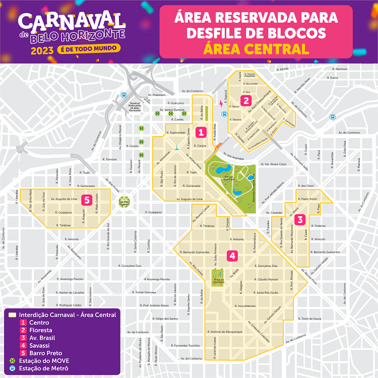 Carnaval 2023 - Mapa da Área Central