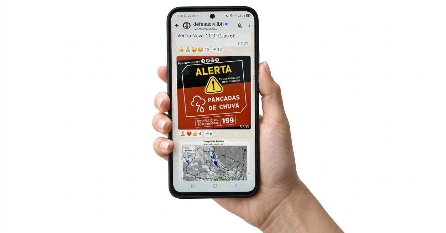 Canal da Defesa Civil no WhatsApp amplia acesso a alertas em Belo Horizonte