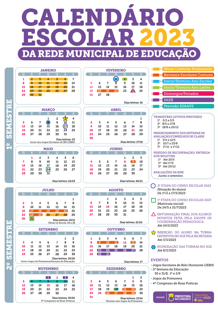 Calendário Ecolar da Rede Municipal de Educação - 2023