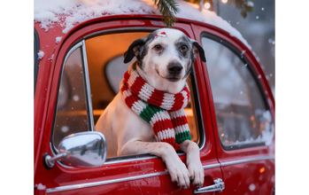 Falcão cachorro idoso, raça dálmata misturado, pelagem curta, branca com manchas pretas na cabeça. Muito lindo.