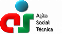 Logo da Ação Social Técnica. Formas geométricas coloridas formam as letras AST.