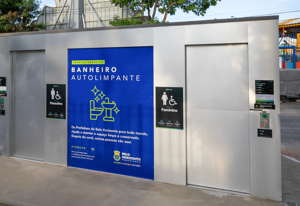 Sétimo banheiro autolimpante está sendo instalado pela PBH na região da Pampulha A imagem mostra a estrutura do banheiro autolimpante