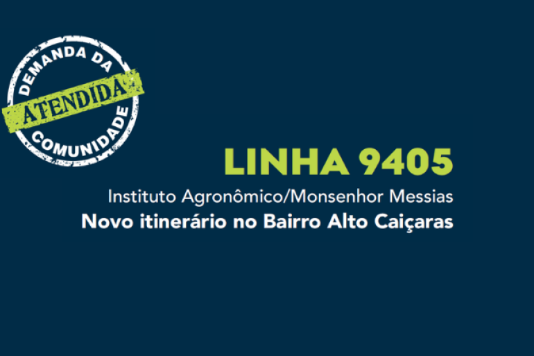 Itinerário da linha de ônibus 9405 será ampliado a partir desta quarta-feira (1º) Itinerário da linha de ônibus 9405 será ampliado a partir desta quarta-feira (1º)