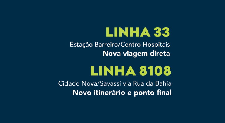 Linhas de ônibus 8108 e 33 vão passar por mudanças para melhorar o atendimento