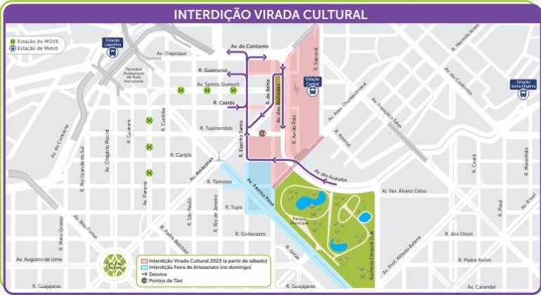 Operação de trânsito e transportes para Virada Cultural de Belo Horizonte 2023 
