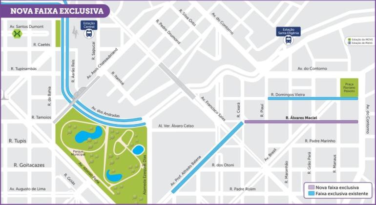 PBH implanta faixa exclusiva para ônibus na Rua Álvares Maciel