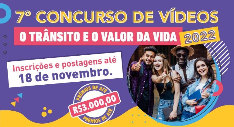 Concurso de Vídeo “O Trânsito e o Valor da Vida” premia estudantes com R$ 6 mil Arte de divulgação