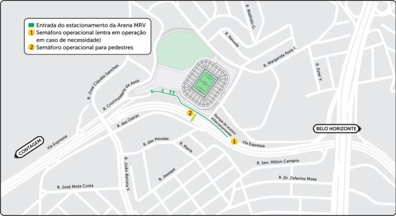 Operação de trânsito para o jogo Atlético x Santos, na Arena MRV, neste  domingo