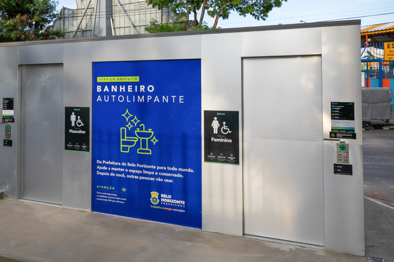 A imagem mostra a estrutura do banheiro autolimpante 