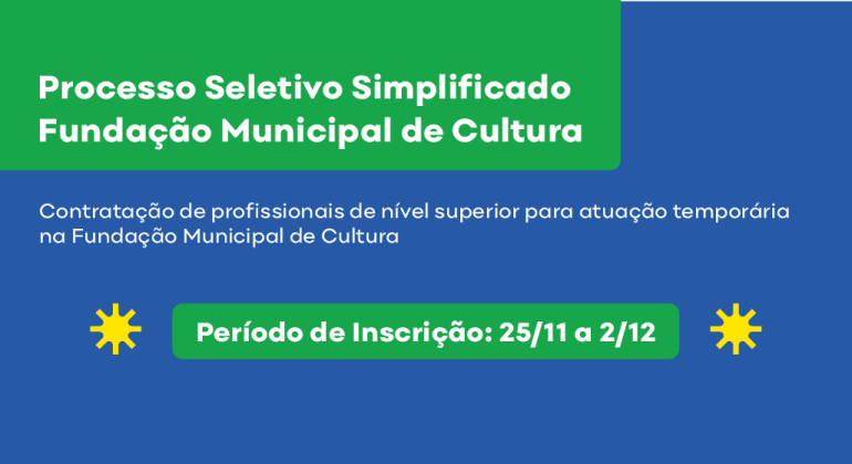 Fundação Municipal de Cultura abre processo seletivo para vagas de nível superior