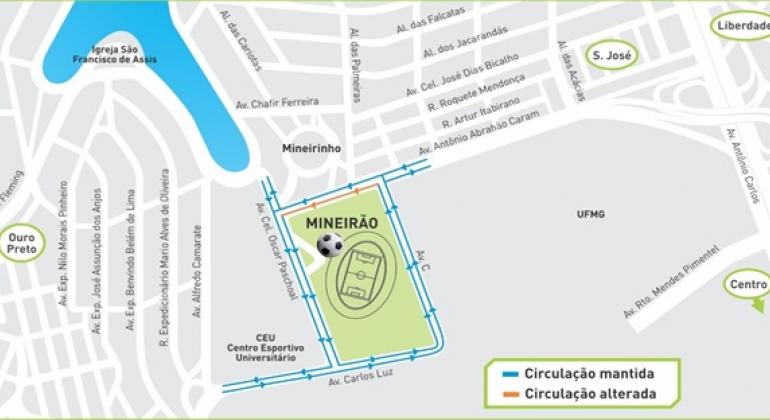 Operação para o jogo Cruzeiro x Vila Nova-GO nesta sexta-feira Arte de Divulgação no entorno do Mineirão