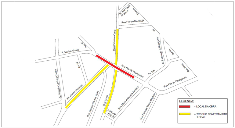 Mapa das alterações de trânsito realizadas no Bairro independência a partir de 11/12. 