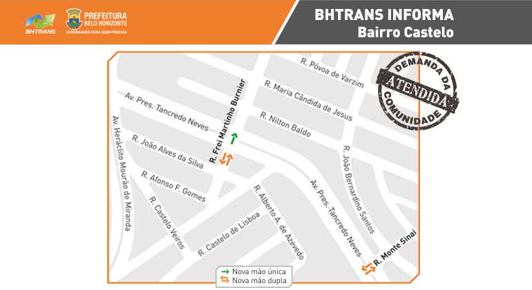 Mapa gráfico da região do bairro castelo