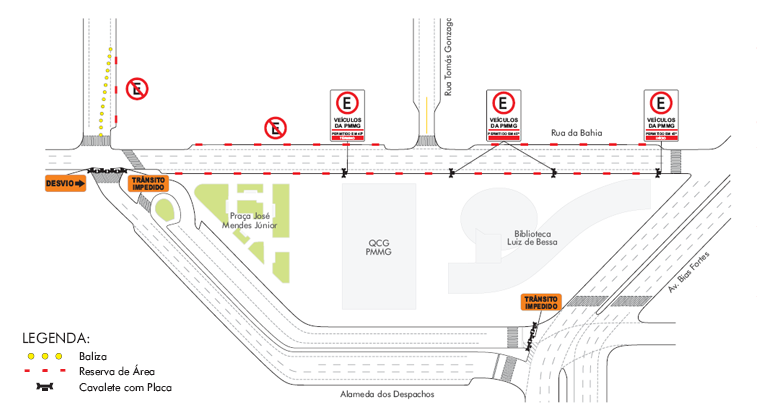 Mapa gráfico da região da Praça da Savassi