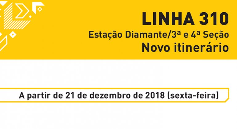 Linha 622 - Estação Diamante/3ª e 4ª Seção. Novo itinerário. A partir de 21 de dezembro de 2018 (sexta-feira)