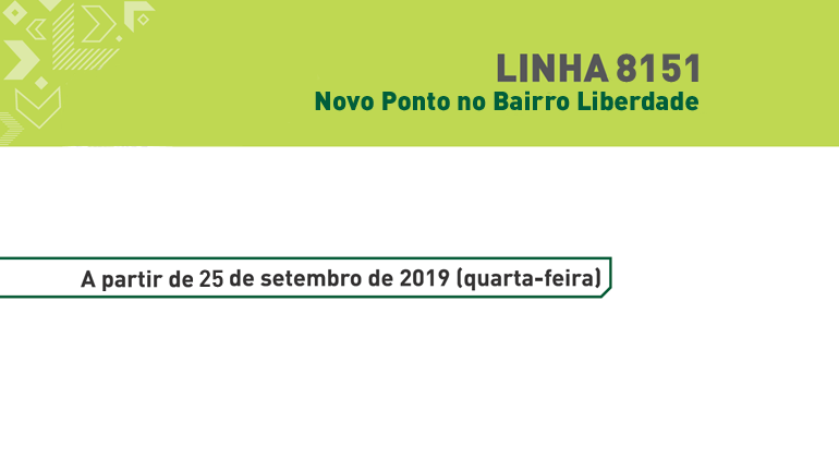 O novo ponto está localizado na rua Noraldino de Lima, número 173, entre rua Embaixador Afrânio de Melo Franco e rua Prof. Jerson Martins. Arte: PBH Linha 8151: novo ponto no Bairro Liberdade. A partir de 25 de setembro de 2019 (quarta-feira).