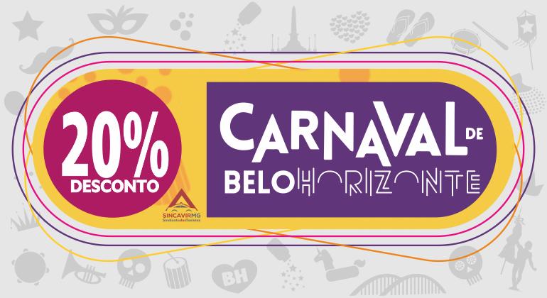 Arte: PBH 20% de desconto. Carnaval de Belo Horizonte