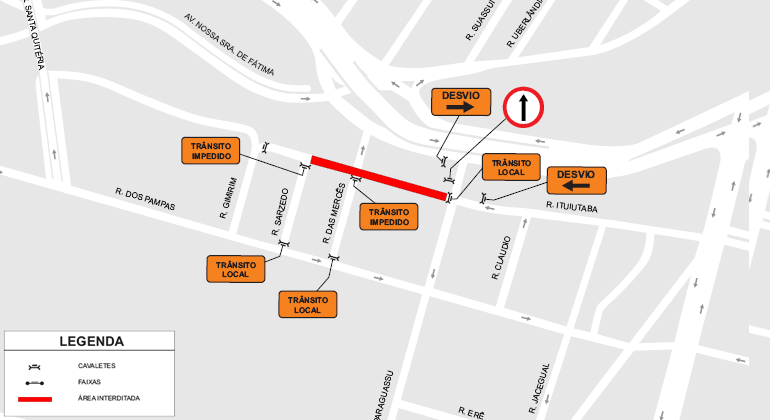 Mapa da operação de trânsito para evento Festejo do Tambor Mineiro no 