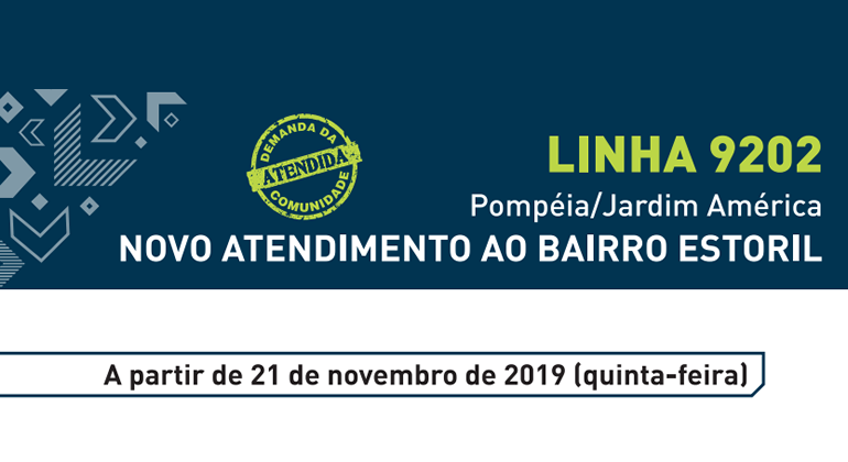 Linha 9202: Pompéia/Jardim América. Novo atendimento ao bairro Estoril. 