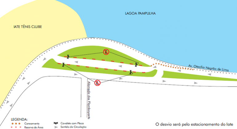 A BHTrans realiza operação de trânsito para Reveillon do PIC - Pampulha Iate Clube e Reveillon do Iate Tênis Clube no entorno desses locais. Mapa da operação de trânsito do Iate Tênis Clube.