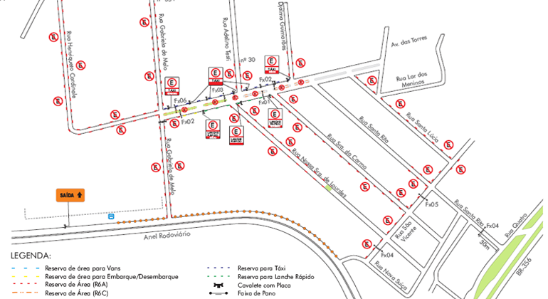 Mapa da operação de trânsito para Festival de Música Marô.