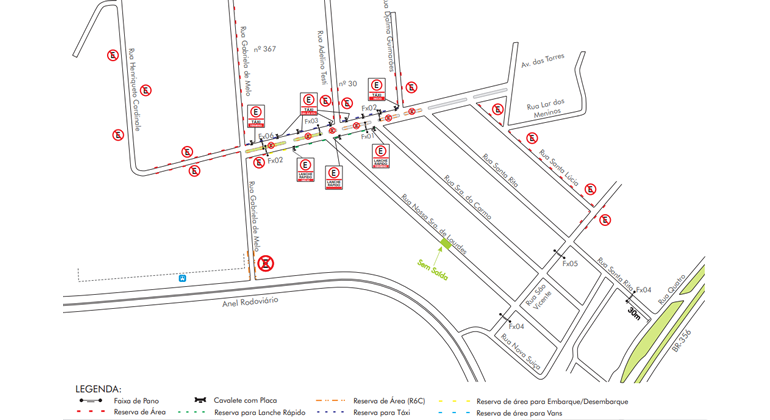 BHTrans realiza operação de trânsito para realização de evento o Kriok na sexta e sábado, dias 11 e 12/10 , no bairro Olhos D’Água. Arte: PBH Mapa da operação de trânsito