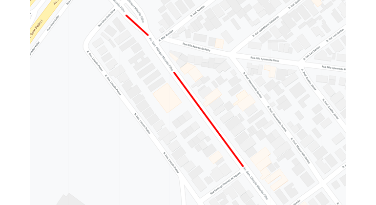Mapa de trecho interditado da avenida General Olímpio Mourão Filho, no bairro Itapoã. 