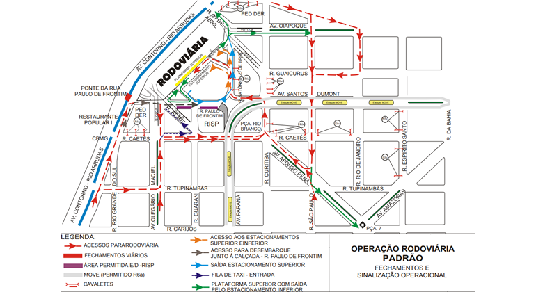 Mapa da operação de trânsito 
