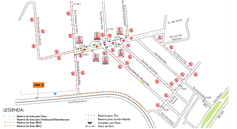 Mapa de operação de trânsito para evento Fabulous Vegas, no Espaço Bella Vista, no bairro Olhos D'água, no dia 6/7, das 21h às 5h. 