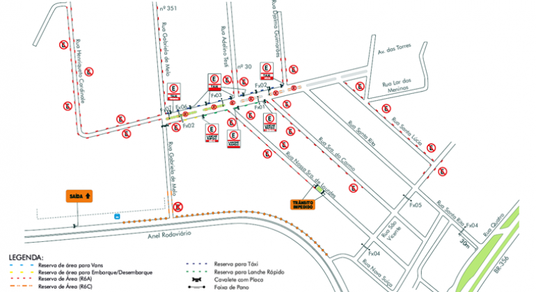 Mapa da operação de trânsito para festival Camarim, realizado no Mirante das Mangabeiras nos dias 14 e 15/8.