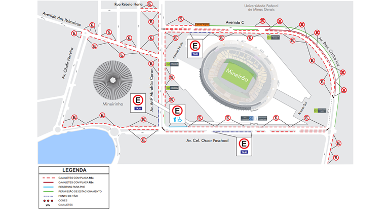 BHTrans realiza operação especial de trânsito e transportes nos dias 19 e 20/10 em função do evento Buteco do Gustavo – Show Gustavo Lima. Arte: PBH Mapa da operaão de trânsito para evento Buteco do Gustavo – Show Gustavo Lima, que acontece nos dias 19 e 20/10.
