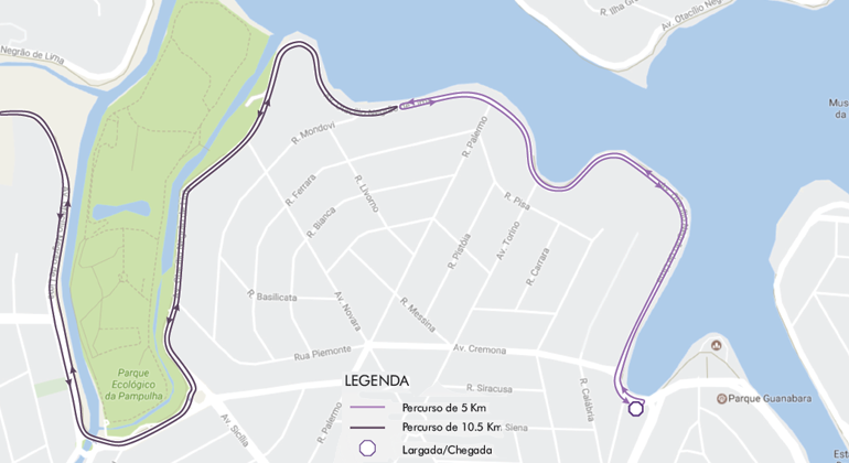 Mapa do itinerário da corrida Circuito Mundial – Etapa Espanha, realizada no domingo, dia 14/7.