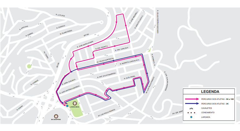 Mapa dos itinerários da Corrida do Hospital Vila da Serra