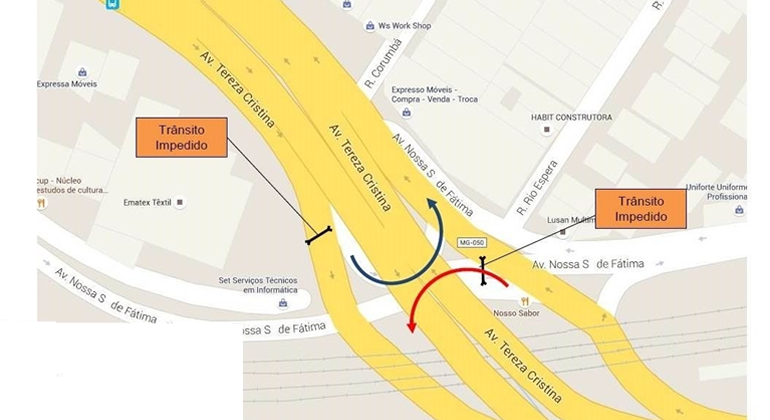 Mapa da operação de trânsito para evento Corrida da Infantaria 2019, no Barro Preto, no dia 26/5