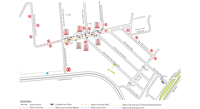 Mapa da operação de trânsito ara realização do Evento ATM – Apresenta Alesso, no bairro Olhos D’Água, nos dias 4 e 5/10. 