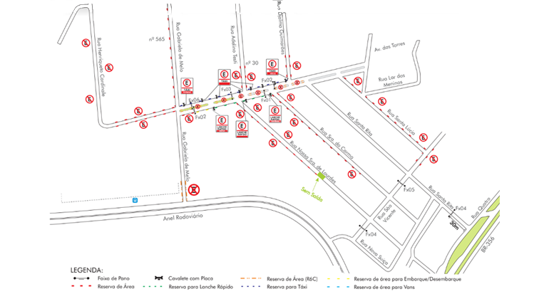 BHTrans realiza operação de trânsito em virtude do evento Festinha Três Anos, no Espaço Inédito, nos dias 28 e 29/9. Arte: PBH Mapa da operação de trânsito para evento Festinha Três Anos, no Espaço Inédito, no Bairro Olhos D'Água, nos dias 28 e 29/9.