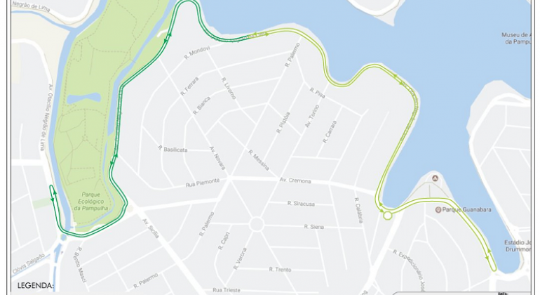 Mapa da corrida St. Patrick’s Run, no sábado, dia 30/3.