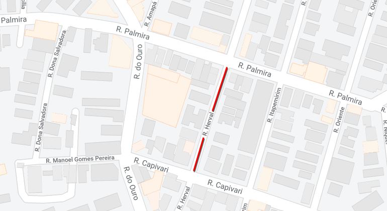 Mapa da operação de trânsito no bairro Serra, na rua Herval, no dia 19/6.