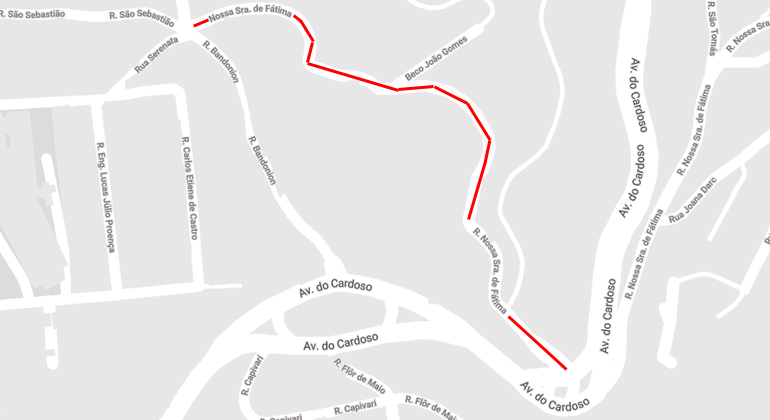 Transporte Coletivo terá alteração em função de obra de recapeamento Imagem gráfica de mapa mostrando a rua que será recapeada