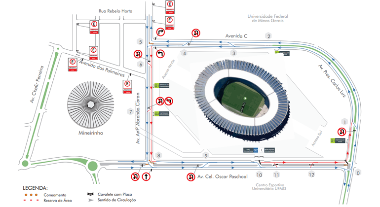 Operação especial para o Baile da Santinha, neste sábado, dia 1 Mapa para acesso à esplanada do Mineirão
