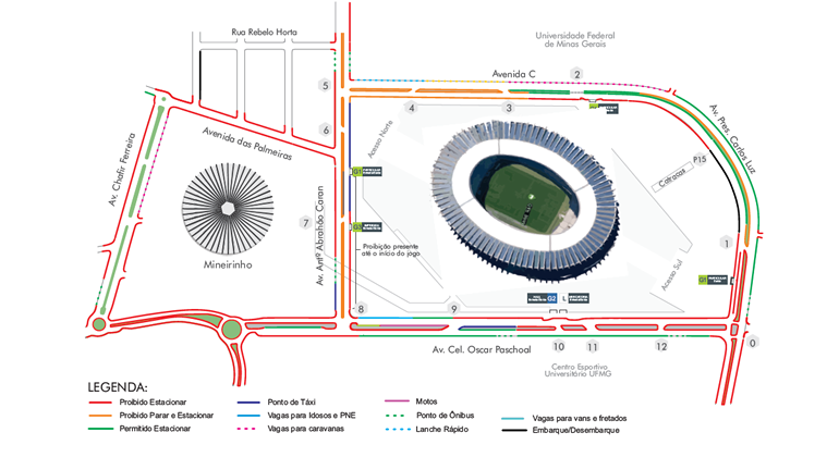 Mapa para acesso ao Mineirão