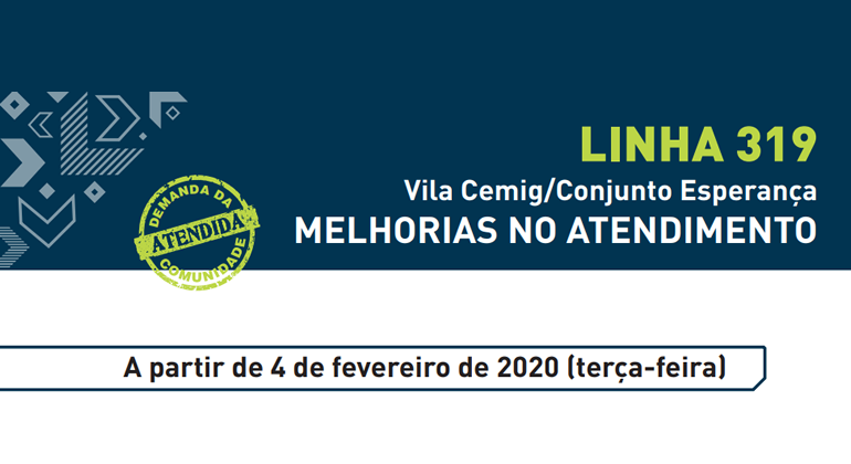 Linha 319: Estação Vila Cemig/Conjunto Esperança. Novo itinerário.