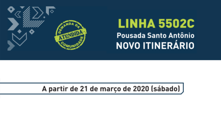 Linha 5502C tem alteração de itinerário, a pedido da comunidade Arte com informativo sobre Linha 552C