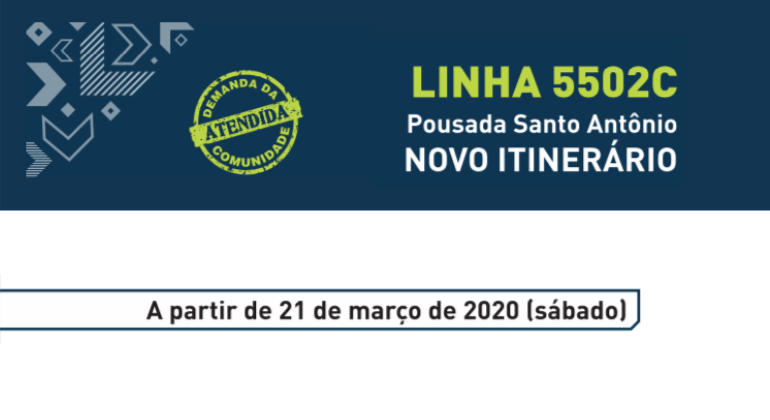 Arte com informativo sobre Linha 552C