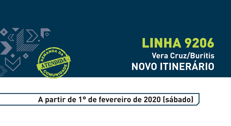 Linha 9206: Vera Cruz/Buritis. Novo itinerário. 